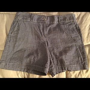Loft black and white striped seersucker shorts